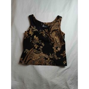 KS Petite Collection Top 6P Black Gold Boho Paisley Dark Academia Layering